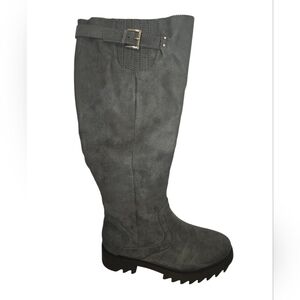 Justfab Womens Tall Moto Boots Gray Suede Full Zip Size 8 New with Box